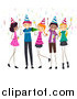 Vector of Happy Diverse Teens at a Birthday Party by BNP Design Studio