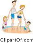 Vector of Happy Family of 4 Playing Together at a Beach by BNP Design Studio