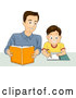 Vector of Happy Father Helping His Son with Homework by BNP Design Studio