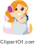 Vector of Happy Girl Brushing Her Long Orange Hair by BNP Design Studio