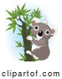 Vector of Happy Koala in a Tree over Blue by Pushkin
