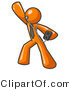 Vector of Happy Orange Guy Dancing and Listening to Music with an MP3 Player by Leo Blanchette