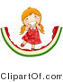 Vector of Happy Red Hair Girl Eating Giant Watermelon Slice by BNP Design Studio