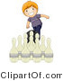 Vector of Happy Red Haired Boy Throwing a Bowling Ball by BNP Design Studio