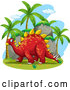 Vector of Happy Red Stegosaurus Dinosaur by