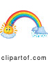 Vector of Happy Sun Cartoon and Rainbow with Rain by Visekart