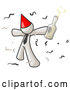 Vector of Happy White Guy Partying with a Party Hat, Confetti and a Bottle of Liquor by Leo Blanchette