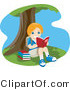 Vector of Happy Young Girl Reading Under a Tree by BNP Design Studio