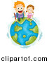 Vector of Hiking Red Haired White Kids on Top of Earth by BNP Design Studio