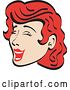 Vector of Jolly Red Haired Lady Closing Her Eyes and Laughing Retro by Andy Nortnik
