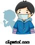 Vector of Kid Coughing Behind Boy Wearing Protective Medical Mask by BNP Design Studio