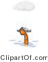 Vector of Lonely and Depressed Orange Guy Holing a Book over His Head to Shelter Himself from the Pouring Rain by Leo Blanchette