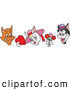 Vector of Male Cartoon Cats Offering Candy and Flowers to a Pretty Female Cat by LaffToon