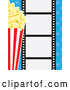 Vector of Movie Film Strip with Buttered Popcorn and Blue Stars by Maria Bell