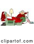 Vector of Mrs. Claus Vacuuming Around Tired Santa by Djart