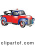 Vector of Old Blue Red 1953 Chevy Tow Truck with a Light on Top of the Roof by Andy Nortnik