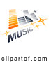 Vector of Orange and Gray Music Equalizer with Stars and MUSIC Text by Beboy