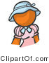 Vector of Orange Girl in a Pink Dress and Blue Hat by Leo Blanchette