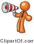 Vector of Orange Guy Announcing with a Megaphone by Leo Blanchette