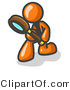 Vector of Orange Guy Bending over to Inspect Something Through a Magnifying Glass by Leo Blanchette