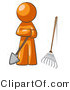 Vector of Orange Guy Gardener with a Shovel and a Rake by Leo Blanchette