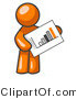 Vector of Orange Guy Holding a Bar Graph Displaying an Increase in Profit by Leo Blanchette