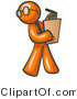 Vector of Orange Guy Holding a Clipboard While Reviewing Employess by Leo Blanchette