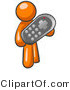 Vector of Orange Guy Holding a Remote Control to a Television by Leo Blanchette