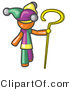Vector of Orange Guy in a Jester Costume, Holding a Yellow Staff by Leo Blanchette