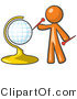 Vector of Orange Guy Inserting Pins on a Globe by Leo Blanchette