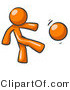 Vector of Orange Guy Kicking a Ball While Playing a Game by Leo Blanchette