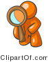Vector of Orange Guy Kneeling on One Knee to Look Closer at Something While Inspecting or Investigating by Leo Blanchette