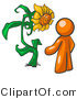 Vector of Orange Guy Proudly Standing in Front of His Giant Sunflower in His Garden by Leo Blanchette