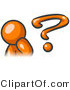 Vector of Orange Guy Rubbing His Chin Beside Big Question Mark by Leo Blanchette