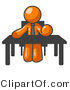Vector of Orange Guy Seated at a Desk, Instructing Employees by Leo Blanchette