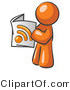 Vector of Orange Guy Standing and Reading an RSS Magazine by Leo Blanchette