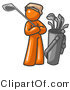 Vector of Orange Guy Standing by His Golf Clubs by Leo Blanchette
