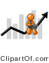 Vector of Orange Guy Using a Laptop Computer, Riding the Increasing Arrow Line on a Business Chart Graph by Leo Blanchette