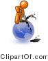 Vector of Orange Guy Using a Shovel to Drill Oil out of Planet Earth by Leo Blanchette