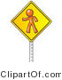Vector of Orange Guy Walking on a Yellow Traffic Sign Posted on a Silver Pole by Leo Blanchette