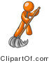 Vector of Orange Guy Wearing a Tie, Using a Mop While Mopping a Hard Floor to Clean up a Mess or Spill by Leo Blanchette