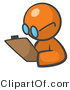 Vector of Orange Guy Writing Notes on a Clipboard by Leo Blanchette