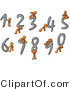 Vector of Orange Guys with Numbers 0 Through 9 by Leo Blanchette