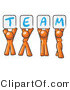 Vector of Orange People Holding up Team Signs by Leo Blanchette