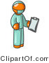 Vector of Orange Surgeon Guy in Green Scrubs, Holding a Clipboard Clipart Illustration by Leo Blanchette