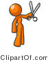 Vector of Orange Woman Standing and Holing up a Pair of Scissors by Leo Blanchette