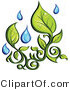 Vector of Organic Green Leaves with Fresh Rain Water Droplets by Chromaco