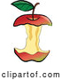 Vector of Organic Red Apple Core After Being Devoured by Pams Clipart