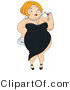 Vector of Overweight Girl in a Sexy Black Dress, Sipping a Drink by BNP Design Studio