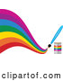 Vector of Paintbrush Painting a Creative Curvy Rainbow on White by Elaineitalia